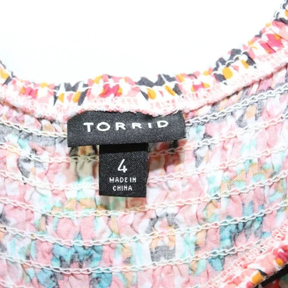 Torrid Mosaic Smocked Bell Sleeve Dress Boho Off Shoulder Plus Size 4 4X H13242 - Picture 6 of 11